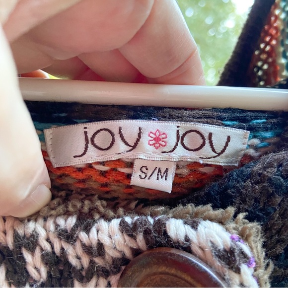 Joy Joy Knit Grannycore Hooded Double Button Down Patchwork Sweater Cabincore - Picture 7 of 17